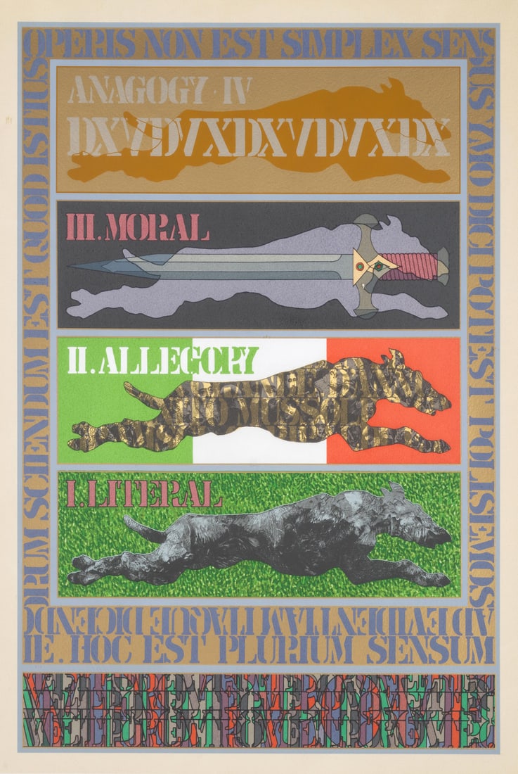 Tom Phillips (b.1937) Level of Allegory: Tom Phillips (b.1937)Level of AllegoryScreenprint in colours, 1982, printed by Advanced Graphics, London, on wove paper, with full margins, sheet 765 x 540mm (30 1/8 x 21 1/4in)