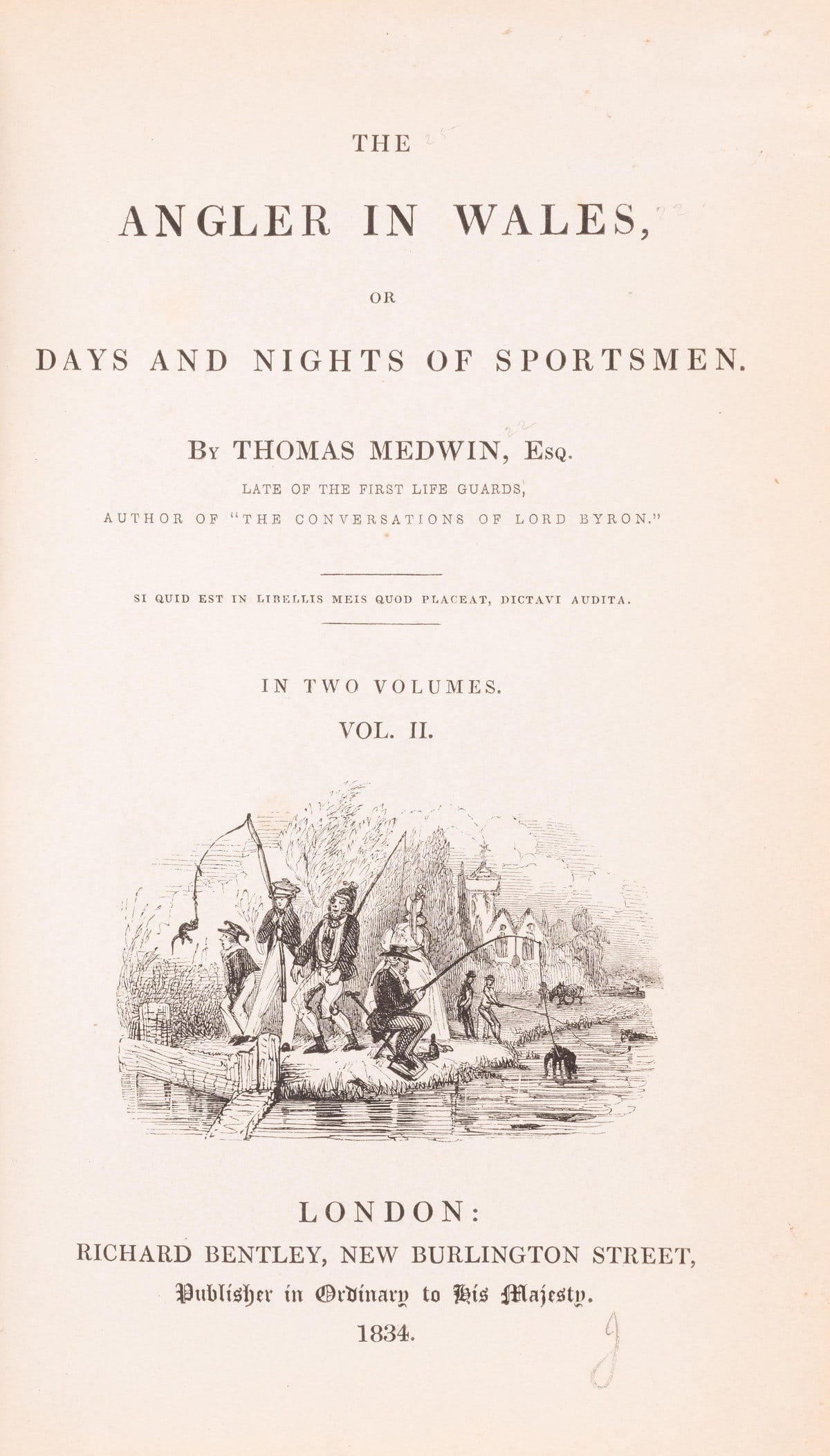 Angling.- Wales.- Medwin (Thomas) The Angler in Wales; or, days and nights of sportsmen, 2 vol., (1 of 1)