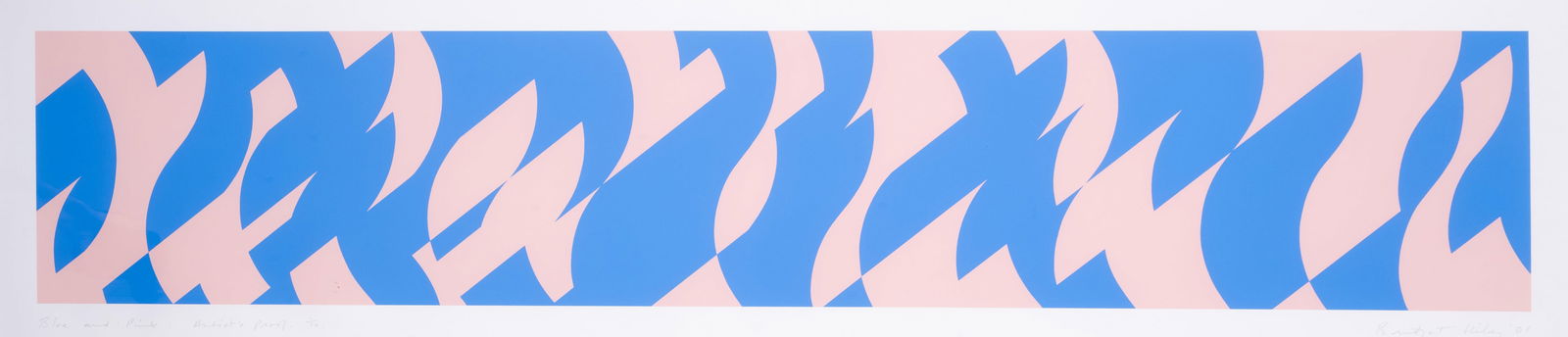 Bridget Riley (b.1931) Blue and Pink (Tommasini and Gubay 47): Bridget Riley (b.1931)Blue and Pink (Tommasini and Gubay 47)Screenprint in colours, 2001, signed, titled, inscribed 'Artist's Proof' and dated in pencil, numbered from the artist's proof edition of 10