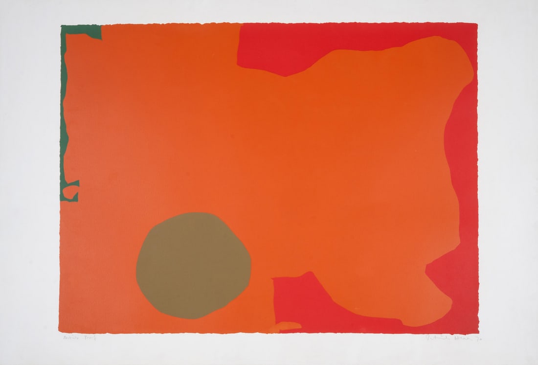 Patrick Heron (1920-1999) Umber Disc and Red Edge: April, 1970: Patrick Heron (1920-1999)Umber Disc and Red Edge: April, 1970Screenprint in colours, 1970, signed, dated and inscribed 'artist's proof' in pencil, aside from the edition of 100, printed by Kelpra Stud