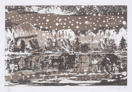 Peter Doig (b.1959) Night Fishing, from Stützmappe: Peter Doig (b.1959) Night Fishing, from Stützmappe Etching with aquatint printed in colours, 1995, signed and dated in pencil, numbered from the edition of 50, published by Contemporary Fine Arts