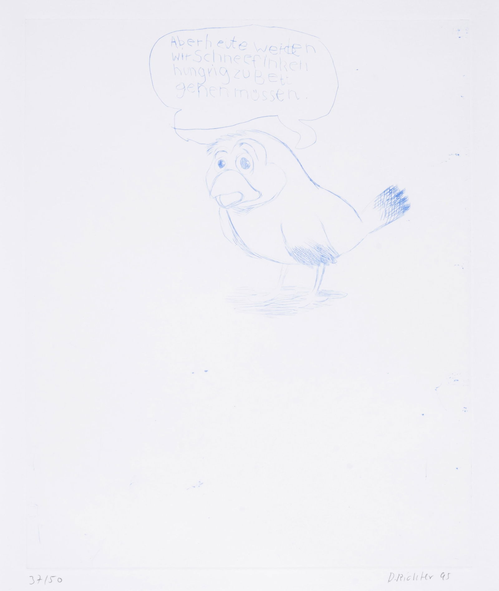 Daniel Richter (b.1962) Little Doggy, from Stützmappe: Daniel Richter (b.1962) Little Doggy, from Stützmappe Etching printed in blue, 1995, signed and dated in pencil, numbered from the edition of 50, published by Contemporary Fine Arts, Berlin and N