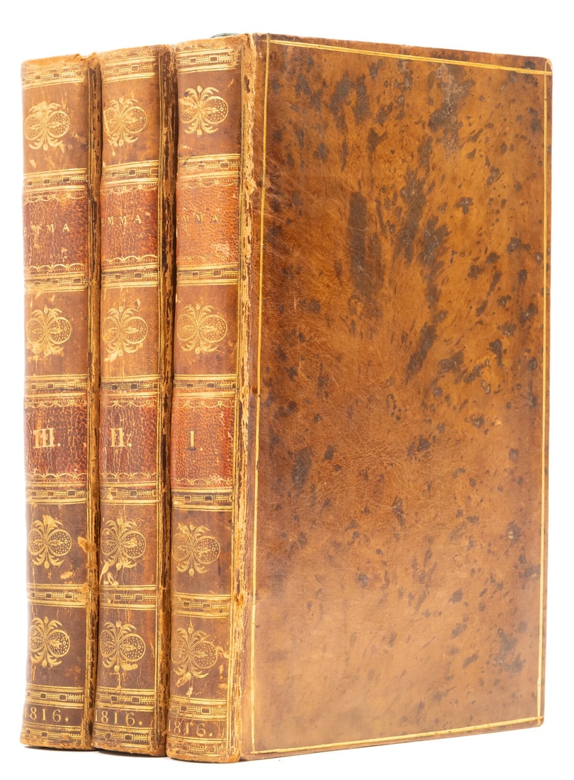 [Austen (Jane)] Emma: A Novel, 3 vol., first edition, for John Murray, 1816.: [Austen (Jane)] Emma: A Novel, 3 vol., first edition, lacking half-titles, initial 3ff. vol. 1 lightly foxed, there