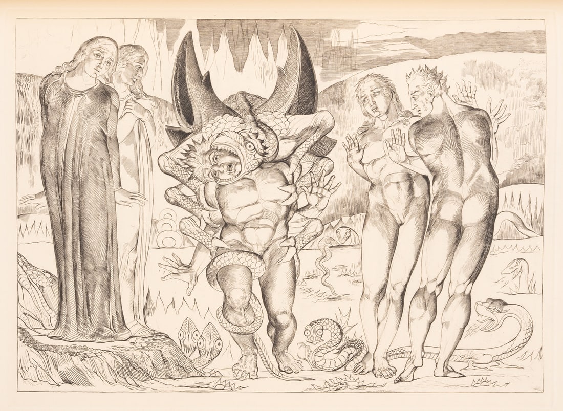 Blake (William).- Alighieri (Dante) The Inferno from La Divina Commedia , translated by Rev. Henry: Blake (William).- Alighieri (Dante) The Inferno from La Divina Commedia, from an edition limited to 1200, translated by Rev. Henry Franc