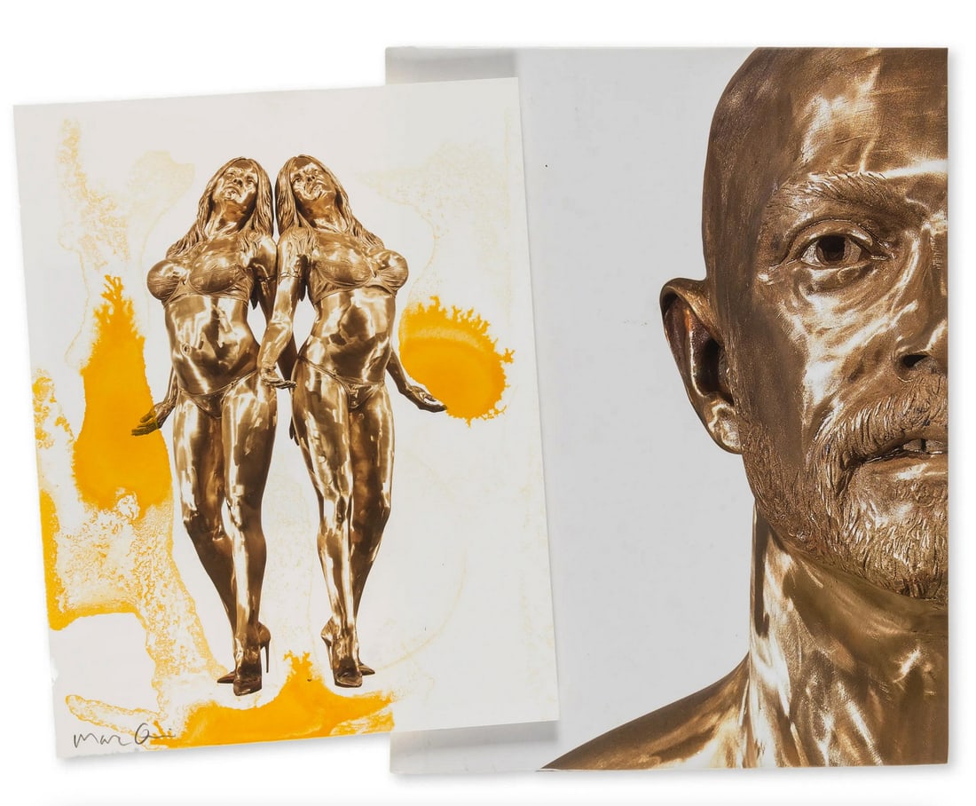 Marc Quinn (b.1964) The Ecstatic Autogenesis of Pamela: Marc Quinn (b.1964) The Ecstatic Autogenesis of Pamela Digital print in colours, with extensive hand-colouring in yellow gouache, 2010, signed and numbered from the edition of 50 in pencil, included i