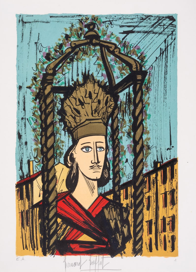 Bernard Buffet (1928-1999) Saint Tropez en gloire, from Saint-Tropez: Bernard Buffet (1928-1999) Saint Tropez en Gloire, from Saint-Tropez Lithograph printed in colours, 1979, signed and inscribed ‘EA’ in pencil, an