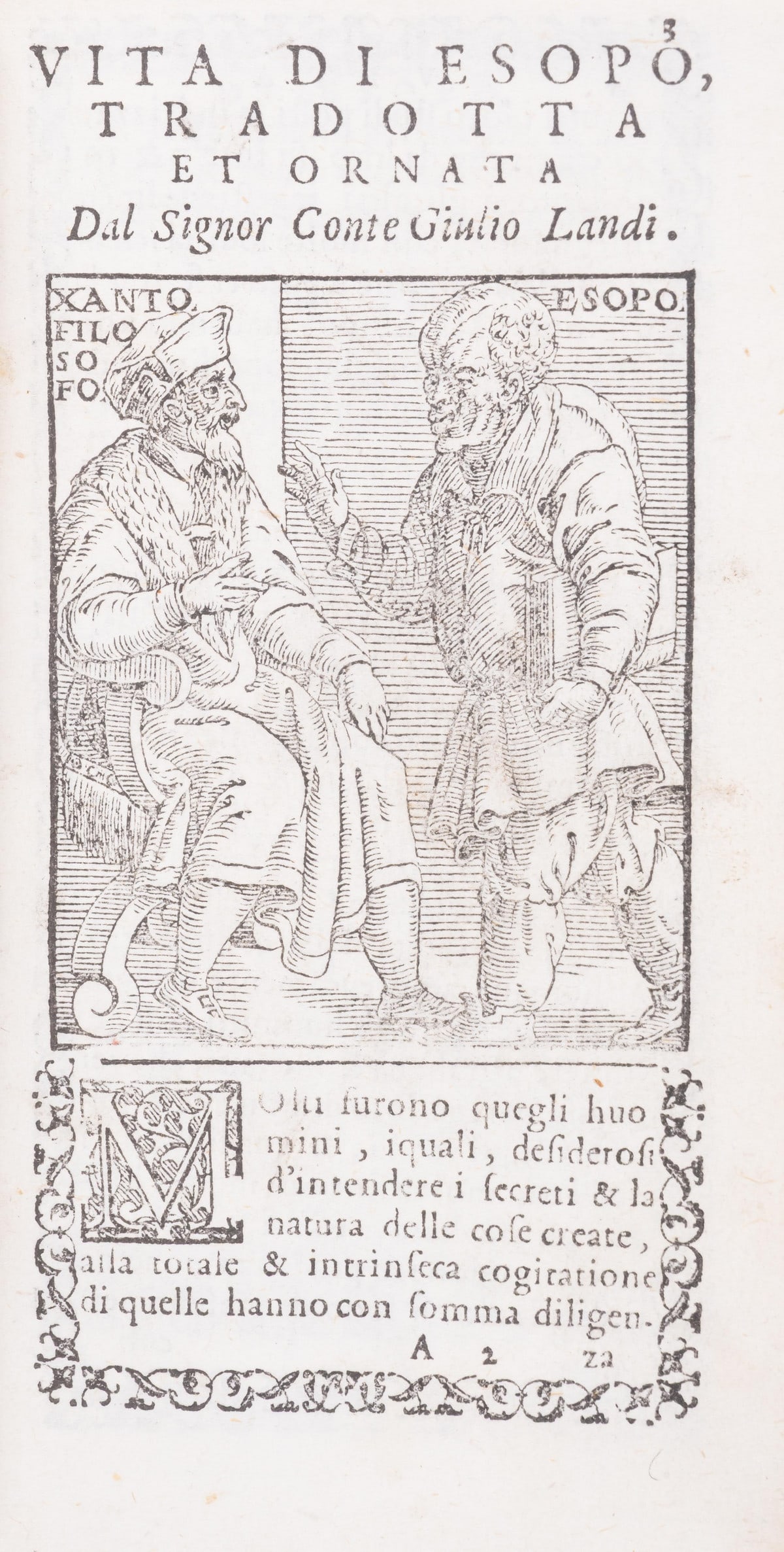 Aesop. Vita [Favole] di Esopo, Venice, Francesco Ziletti, 1580 & other Italian editions of Aesop (1 of 1)