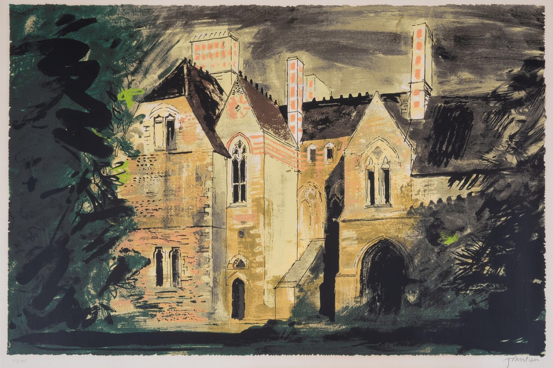 John Piper (1903-1992) Milton Ernest Hall, from Victorian Dream Palaces (Levinson 276): John Piper (1903-1992) Milton Ernest Hall, from Victorian Dream Palaces (Levinson 276)Screenprint in colours, 1977, signed in pencil, numbered from the edition of 75, printed by Kelpra Studio, publish
