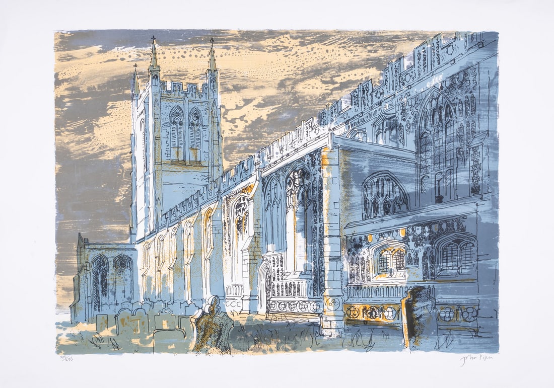 John Piper (1903-1992) Long Melford Church (Levinson 336): John Piper (1903-1992) Long Melford Church (Levinson 336) Lithograph printed in colours, 1982, signed in pencil, numbered from the edition of 275, printed by Curwen Studio, published by the Cannon Rub
