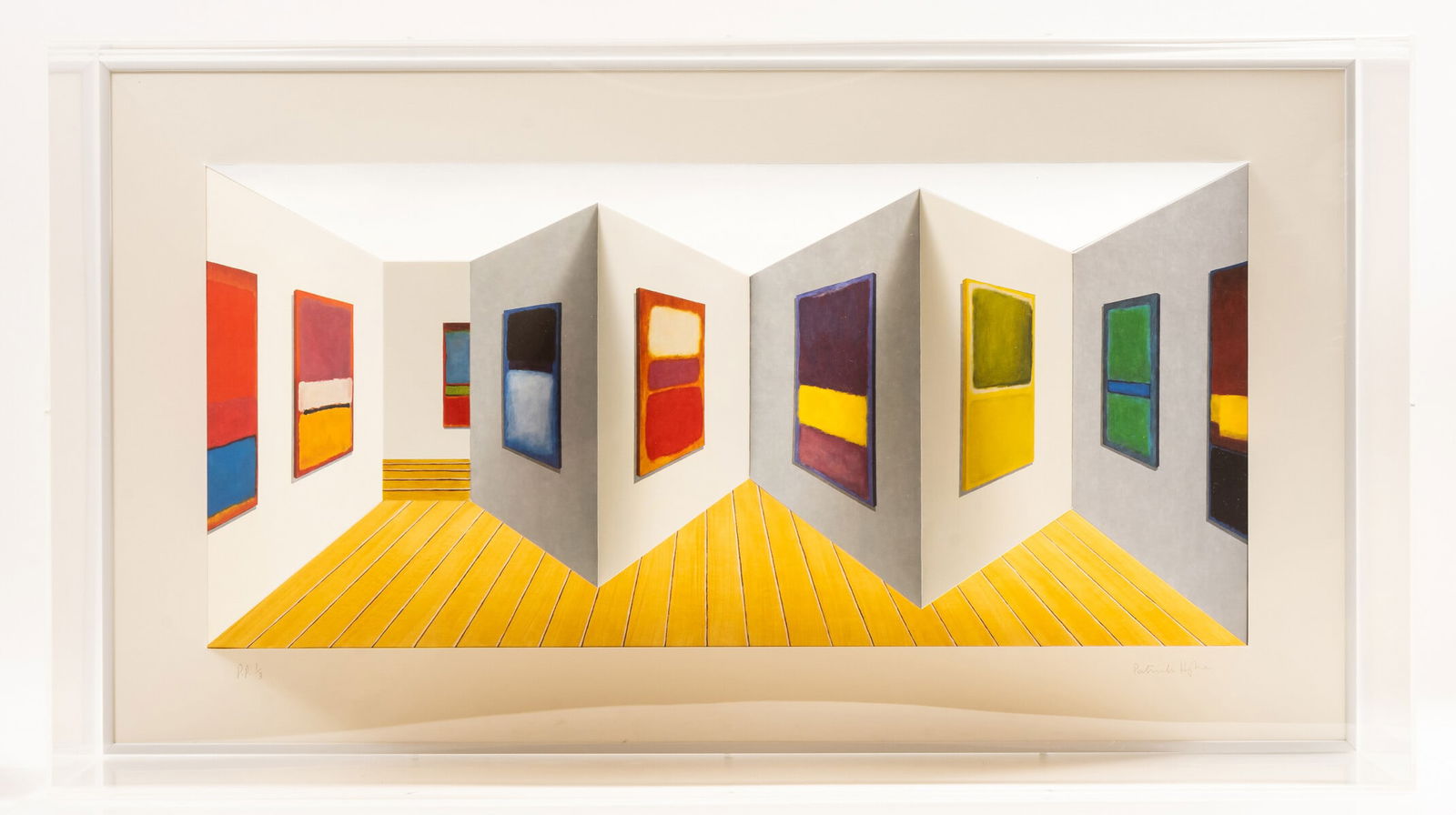 Patrick Hughes (b.1939) Mark: Patrick Hughes (b.1939) Mark 3-D Archival inkjet print with extensive hand-colouring, 2004, signed and inscribed 'PP1/3' in pencil, a printer’s proof aside from the edition of 50, printed and ha