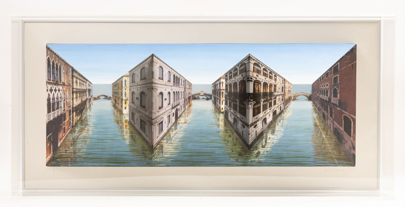Patrick Hughes (b.1939) Venice: Patrick Hughes (b.1939) Venice 3-D Archival inkjet print with extensive hand-colouring, 2006, signed and inscribed 'PP1/3' in pencil, a printer’s proof aside from the edition of 45, printed and