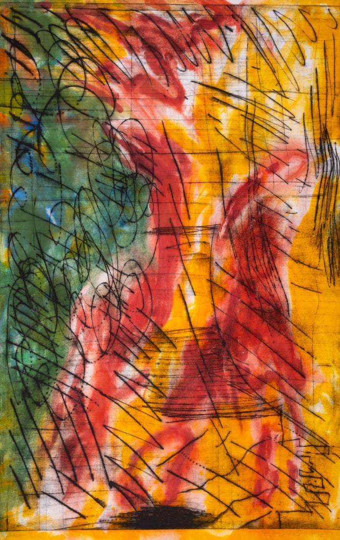 Oleg Kudryashov (1932-2022) Untitled, 11.11.10: Oleg Kudryashov (1932-2022) Untitled, 11.11.10 Etching with drypoint extensively hand-coloured with watercolour, 2010, signed and dated in pencil, numbered from the edition of 2, printed and hand-colo