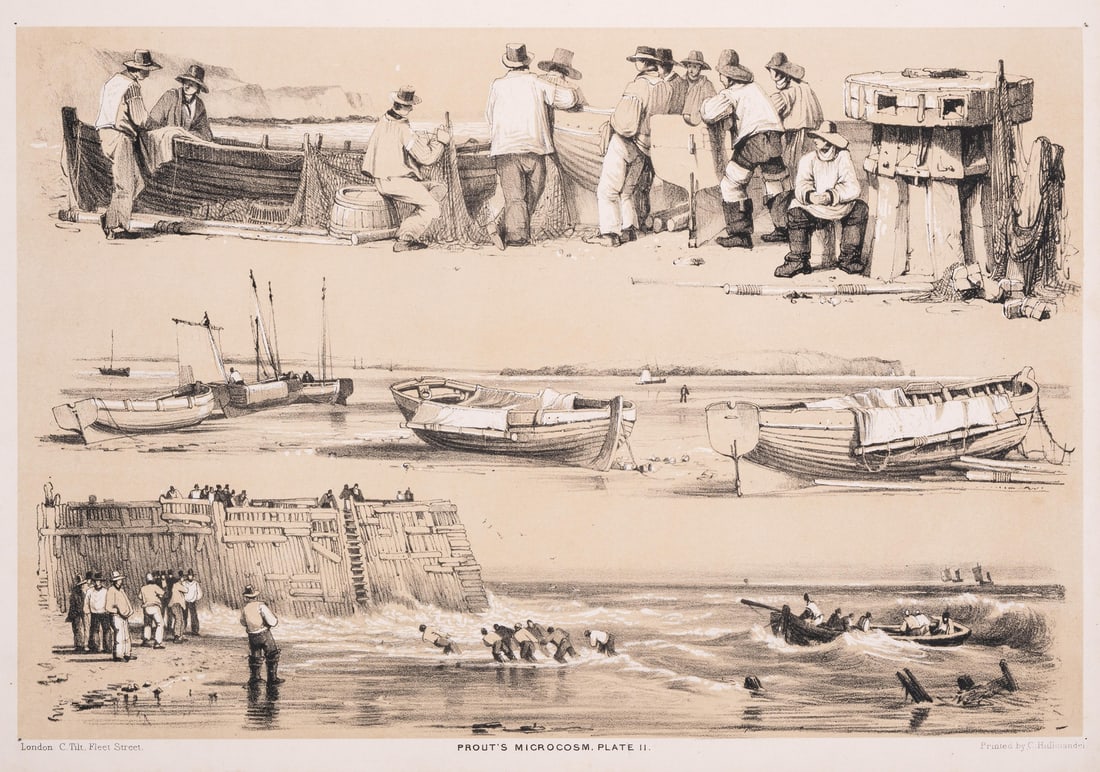 Prout (Samuel) Prout's Microcosm: The Artist's Sketch-Book of Groups of Figures, Shipping..., 24: Prout (Samuel) Prout's Microcosm: The Artist's Sketch-Book of Groups of Figures, Shipping..., 24 tinted lithographed pla