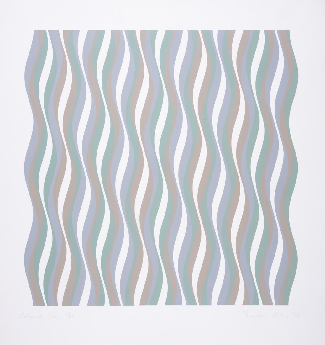 Bridget Riley (b.1931) Coloured Greys 1 (Tommasini & Gubay 17): Bridget Riley (b.1931) Coloured Greys 1 (Tommasini & Gubay 17) Screenprint in colours, 1972, signed, titled and dated in pencil, numbered from the edition of 125, printed by Kelpra Studio, London,
