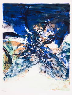 Zao Wou-Ki (1920-2013) Untitled: Zao Wou-Ki (1920-2013) Untitled Lithograph printed in colours, 1975, numbered from the edition of 575, as included in the portfolio San Lazzaro Et Ses Amis, printed at Mourlot, published by Société