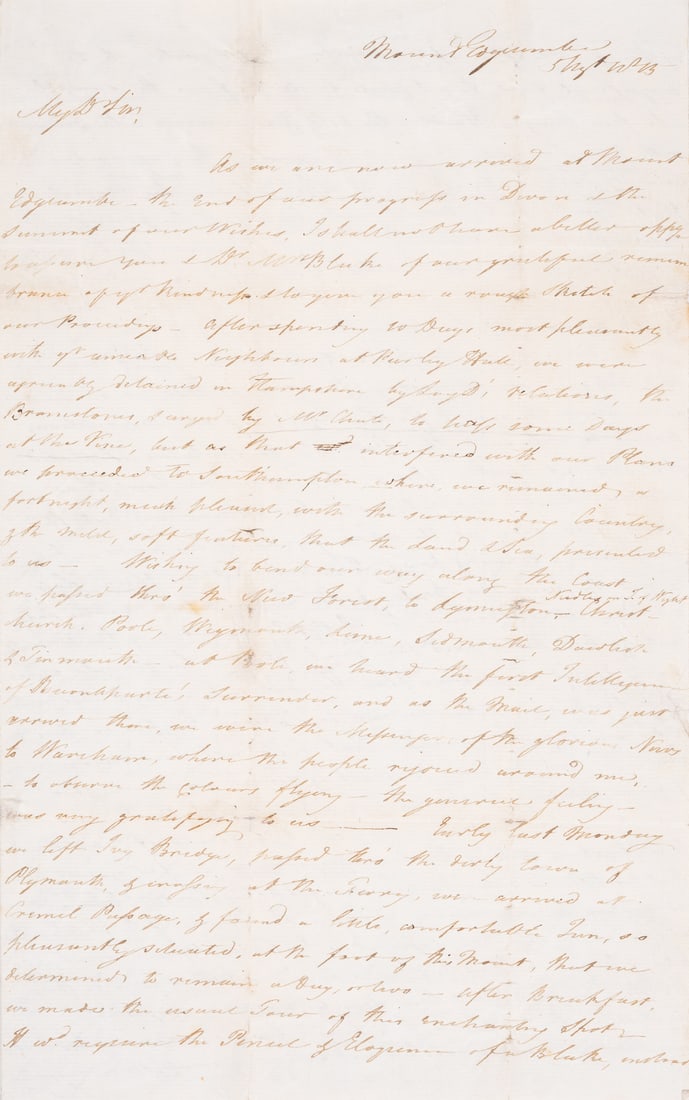 Napoleon on St. Helena.- Manuscript and printed material relating to English involvement with: Napoleon on St. Helena.- Manuscript and printed material relating to English involvement with Napoleon's custody on St. Helena, including Drake (?Henry) Autograph Letter sign
