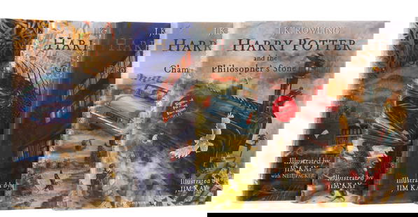 Rowling (J.K.) Harry Potter and the Philosopher's Stone, first Jim Kay-illustrated edition, signed: Rowling (J.K.) Harry Potter and the Philosopher's Stone, 2015; Harry Potter and the Chamber of Secrets, 2016; Harry Potter and the Prisoner of Azkaban, 2017; Harry Po