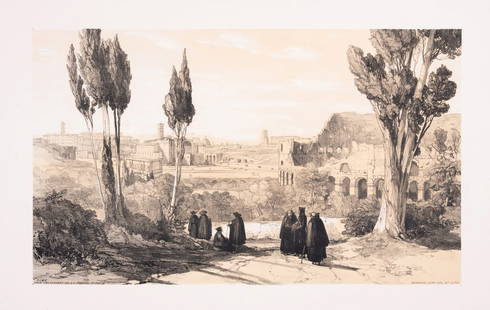 Italy.- Lear (Edward) Views in Rome and its Environs, 1841.: Italy.- Lear (Edward) Views in Rome and its Environs, lithographed vignette title, list of subjects and 25 plates after Lear, some margins slightly frayed or with