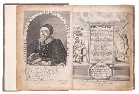 Goodwin (John) Imputatio Fidei or A Treatise of Justification ..., by R.O and G.D., 1642.: Goodwin (John) Imputatio Fidei or A Treatise of Justification ..., engraved portrait frontispiece, engraved title, wood engraved initials and headpieces, early in