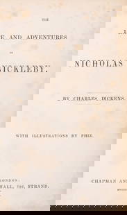 Dickens (Charles) The Life and Adventures of Nicholas Nickleby, first edition, first issue, 1839.: Dickens (Charles) The Life and Adventures of Nicholas Nickleby, first edition, first issue,&nbsp;portrait frontispi