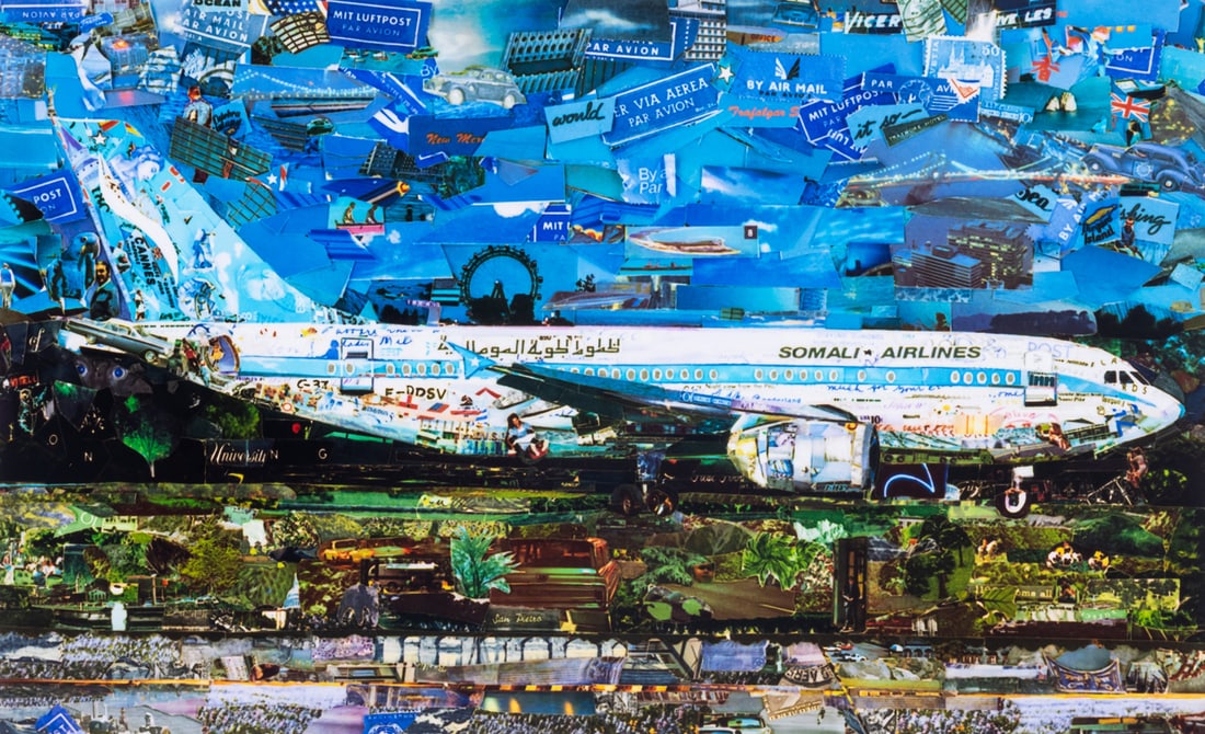 Vik Muniz (b.1961) Jetliner, from Postcards From Nowhere, 2014: Vik Muniz (b.1961) Jetliner, from Postcards From Nowhere, 2014 Digital C-Type print in colours, 2014, signed in black ink verso, printed and published by Magnum Photos, New York, on photographic paper