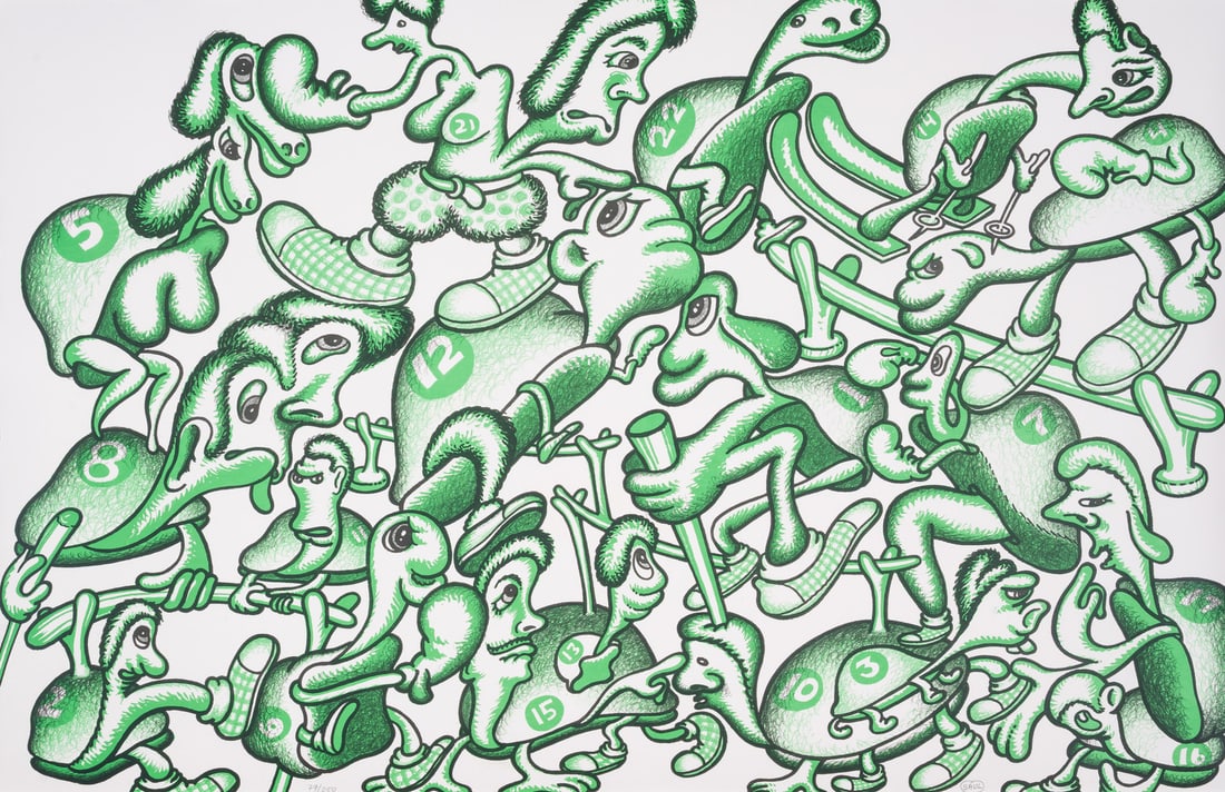 Peter Saul (b.1934) Untitled, from Olympic Centennial Suite: Peter Saul (b.1934) Untitled, from Olympic Centennial SuiteLithograph printed in colours, 1992, signed in pencil, numbered from the edition of 250, published by Editiones Catalanes, Barcelona, with th