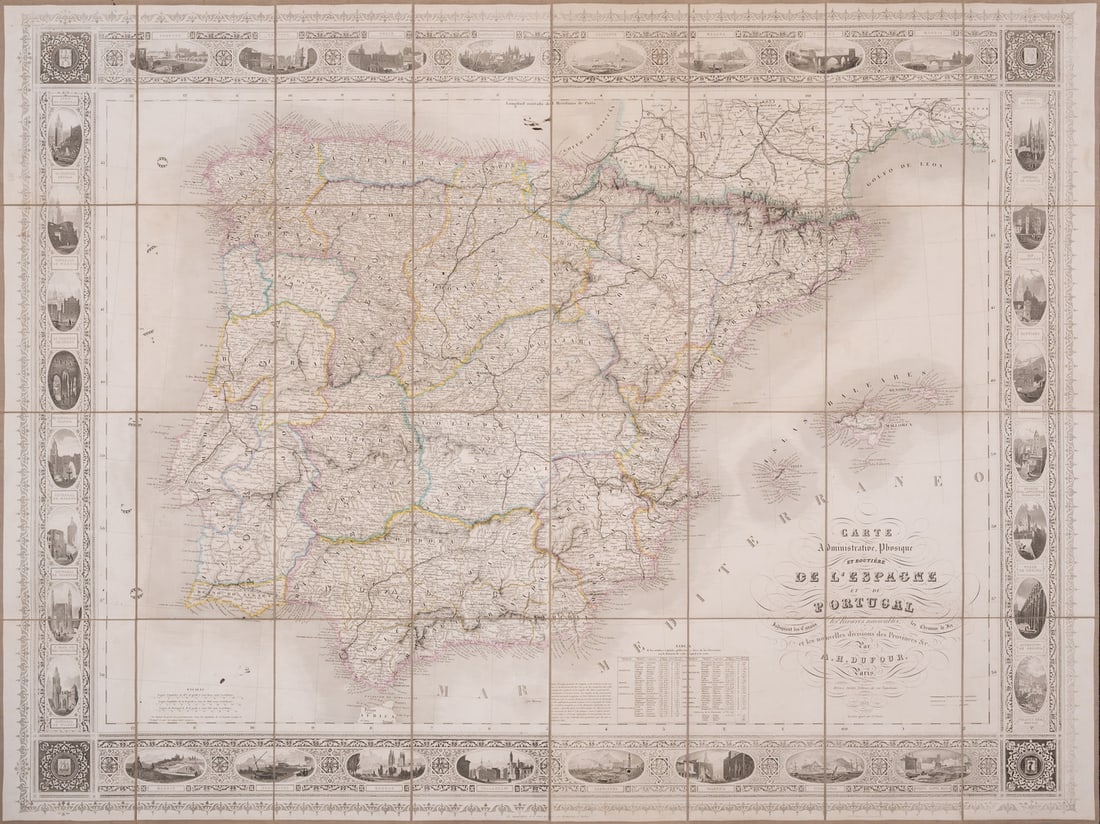 Europe.- Spain & Portugal.- Dufour (Adolphe Hippolyte) Carte Administrative. Physique et Routière (1 of 1)