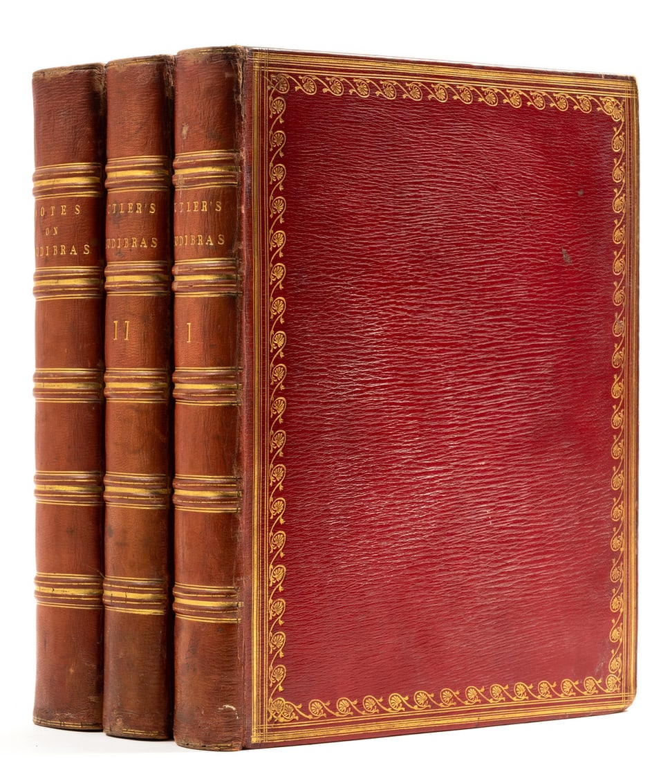 Butler (Samuel) Hudibras, 3 vol. (including Nash's Notes), 1793: Butler (Samuel) Hudibras, 3 vol. (including Nash's Notes), engraved vignette titles, 2 portraits, 12 double-page plates by William Hogarth, 2 stipple-engraved pla