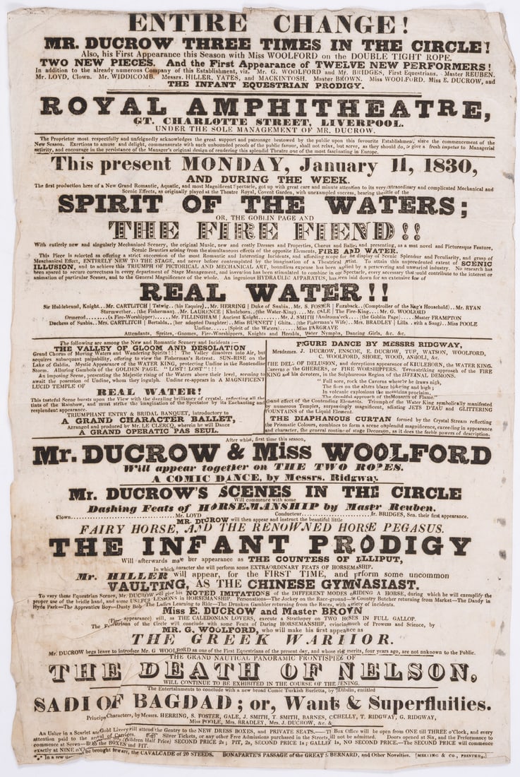 Liverpool.- Ducrow (Andrew) Entire change! Mr. Ducrow three times in the circle! Also, his first (1 of 1)