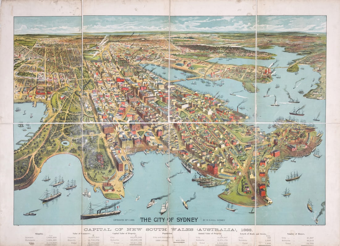 Australia.- Hill (M.S., active Sydney Australia 1880s) The City of Sydney, lithograph printed in (1 of 1)