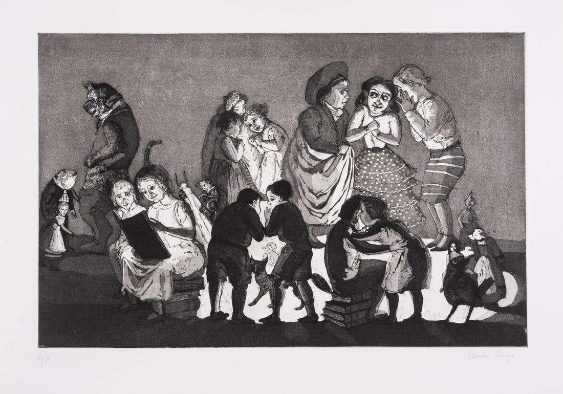 Paula Rego (1935-2022) Secrets and Stories (Rosenthal 29): Paula Rego (1935-2022) Secrets and Stories (Rosenthal 29) Etching with aquatint, 1989, signed and inscribed 'A/P' in pencil, an artist's proof aside from the edition of 50, printed by Studio Prints, L