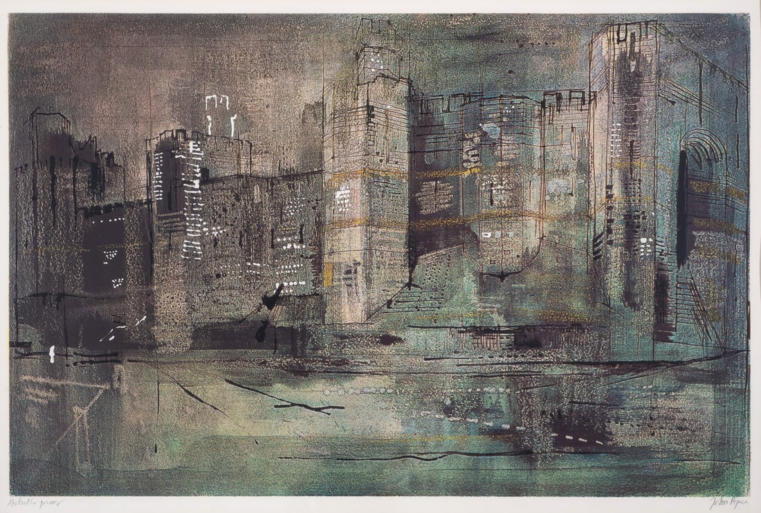 John Piper (1903-1992) Caernarvon Castle II (Levinson 201): John Piper (1903-1992) Caernarvon Castle II (Levinson 201) Screenprint in colours, 1971, signed and inscribed 'Artist's Proof' in pencil, an artist's proof aside from the edition of 70, printed