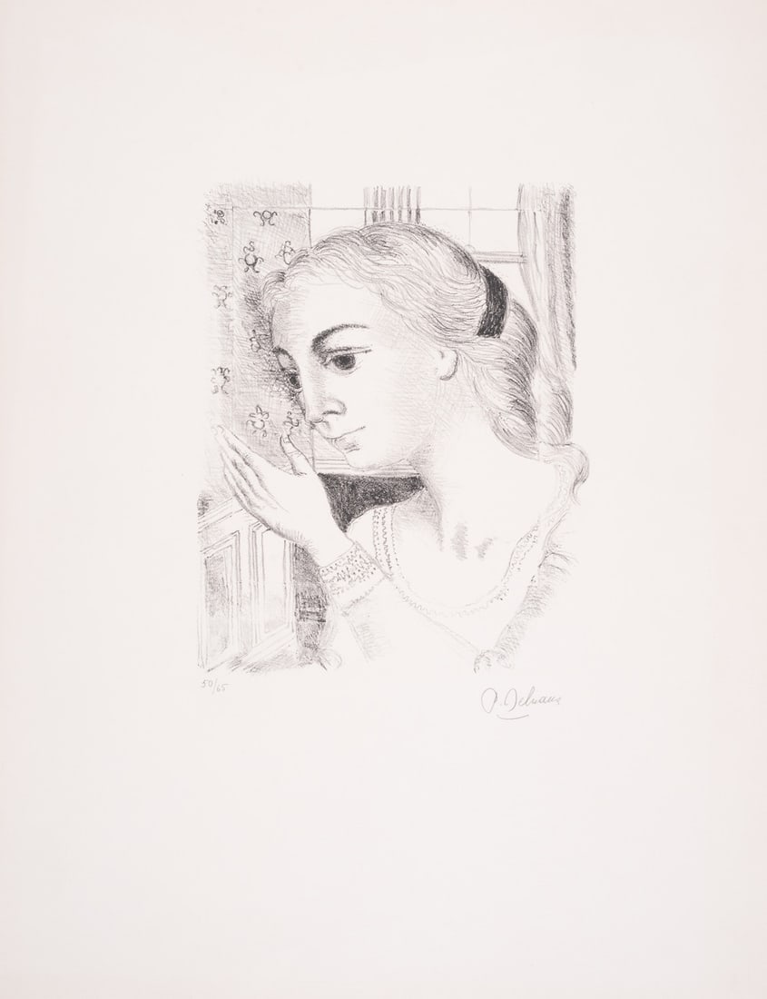 Paul Delvaux (1897-1994) La Dame à la Bougie (Jacob 12) (1 of 1)