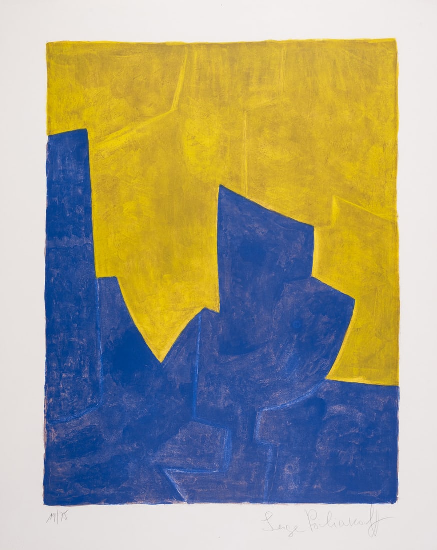 Serge Poliakoff (1906-1969) Composition Bleu et Jaune (Rivière 61)