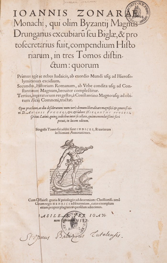 Zonaras (Joannes) Compendium Historiarum, bound with Niketas (Choniates) LXXXVI Annorum Historia, (1 of 2)