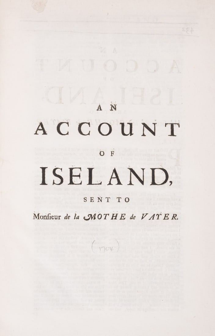 Voyages.- La Peyrere (Isaac) Account (An) of Iseland, extract from a larger work, [for Awnsham and: Voyages.- La Peyrere (Isaac) Account (An) of Iseland, Sent to Monsieur de la Mothe de Vayer, extract from Awnsham & John Churchill's 'A