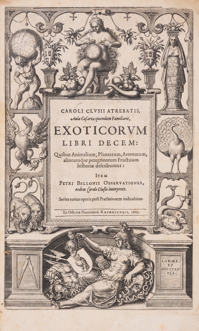 Exotic plants and animals.- Clusius (Carolus) Exoticorum libri decem...item Petri Bellonii (1 of 1)