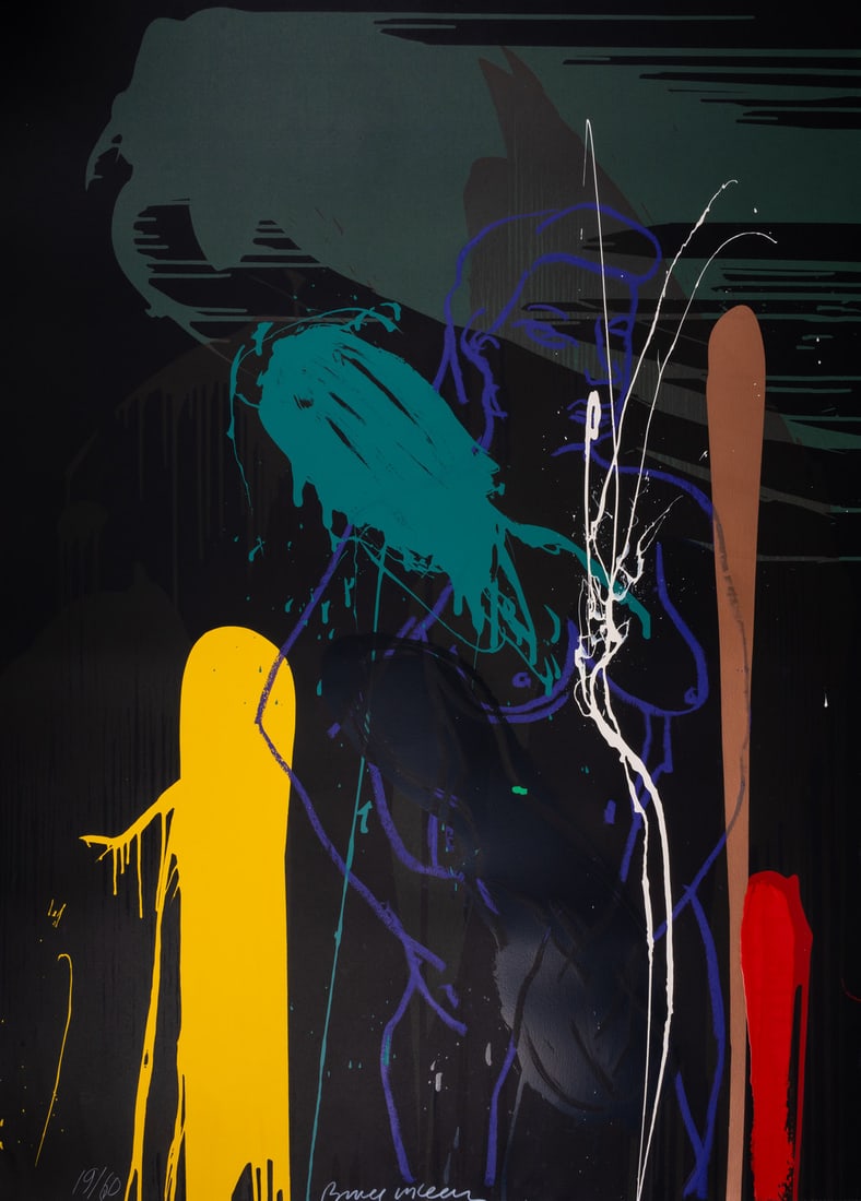 Bruce McLean (b.1944) Vertical Dusk: Bruce McLean (b.1944)Vertical Dusk Screenprint with hand-colouring, 1991, signed in pencil, numbered from the edition of 60, on wove paper, the full sheet printed to the edges, sheet 1150 x 1180mm (45