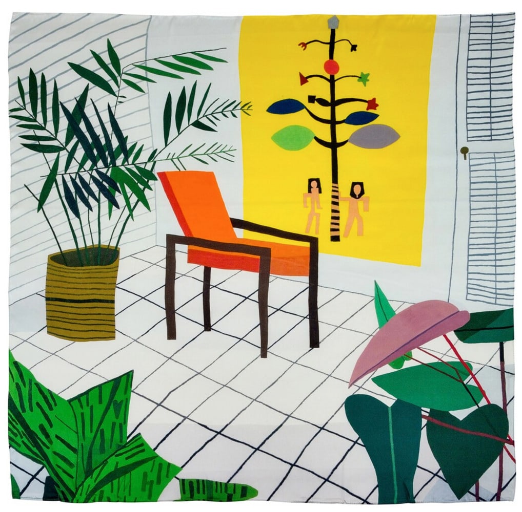 Jonas Wood (b.1977) Untitled (Drawing Rally): Jonas Wood (b.1977) Untitled (Drawing Rally) Screenprint in colours on silk, 2014, numbered from the edition of 50 on the