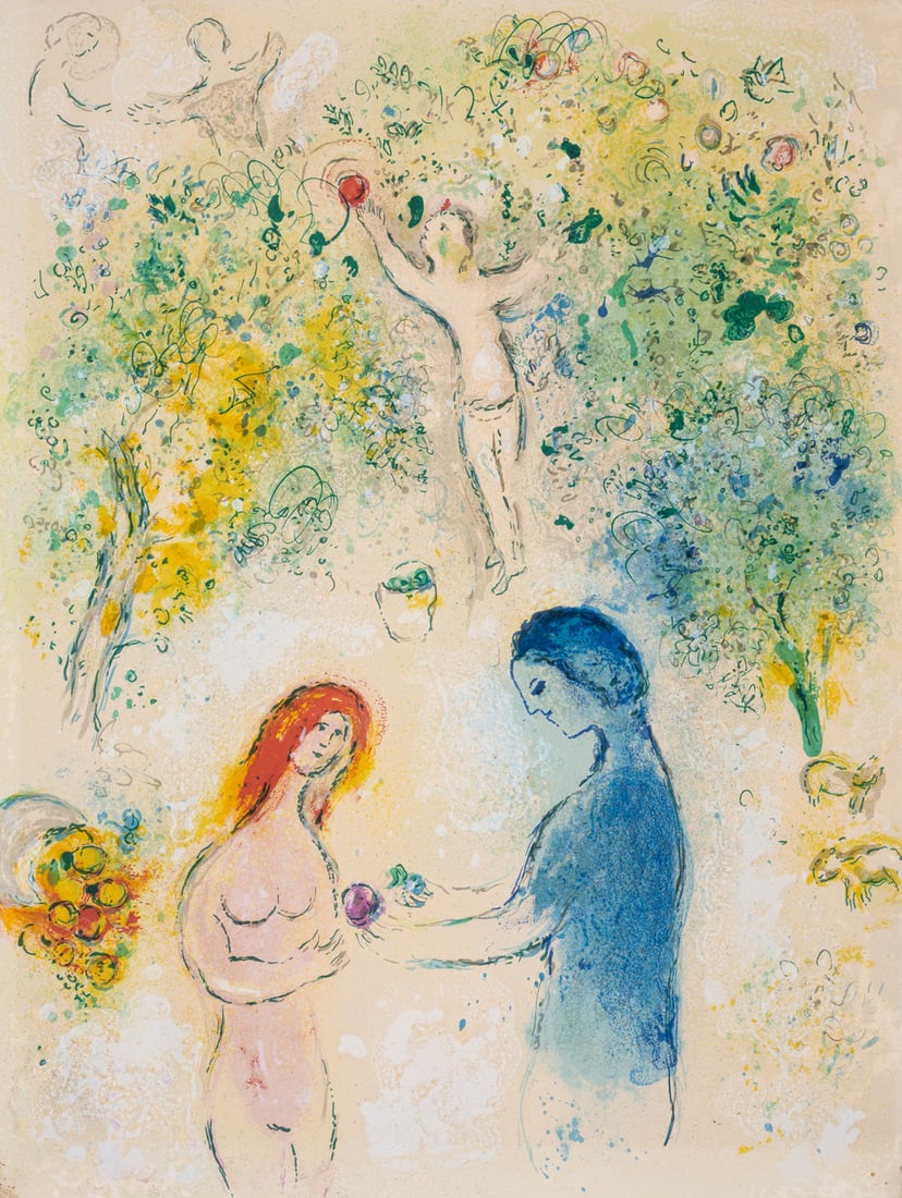 Marc Chagall (1887-1985) Frontispiece, from Daphnis et Chloé (Mourlot 308; Cramer 46): Marc Chagall (1887-1985)Frontispiece, from Daphnis et Chloé (Mourlot 308; Cramer 46)Lithograph printed in colours, 1961, from the edition of 250, printed by Mourlot, published by Tériade