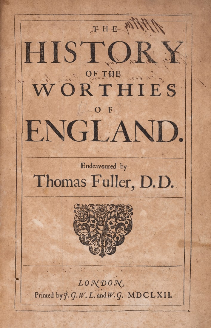 Fuller (Thomas) The History of the Worthies of England, first edition, contemporary panelled calf, (1 of 1)