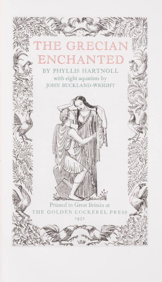Golden Cockerel Press.- Hartnoll (Phyllis) The Grecian Enchanted, one of 300 copies, Golden Cockerel: Golden Cockerel Press.- Hartnoll (Phyllis) The Grecian Enchanted, one of 300 copies, aquatint title and plates by John Buckland-Wright, original