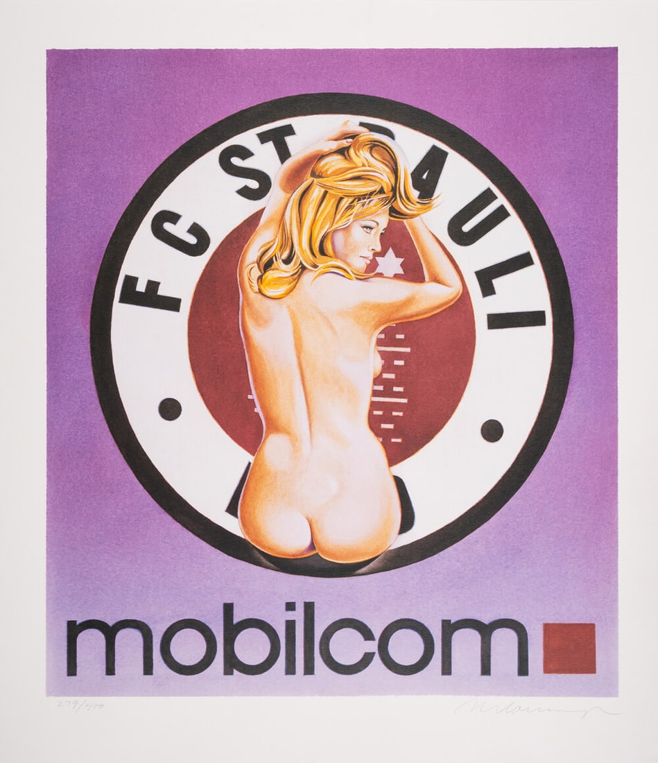 Mel Ramos (1935-2018) Mobilcom FC St Pauli: Mel Ramos (1935-2018)Mobilcom FC St PauliOffset lithograph printed in colours, 2003, signed in pencil, numbered from the edition of 400, on wove paper, with full margins, sheet 635 x 560mm (25 x 22in)