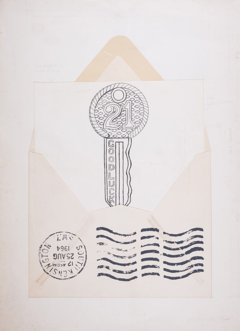 Joe Tilson (1928-2023) Study for 21st: Joe Tilson (1928-2023)Study for 21st Screenprint, pencil and collage on paper, 1964, signed and dated in pencil, overall 931 x 677mm (36 3/4 x 26 5/8in) (unframed) This lot is sold subject to Artists