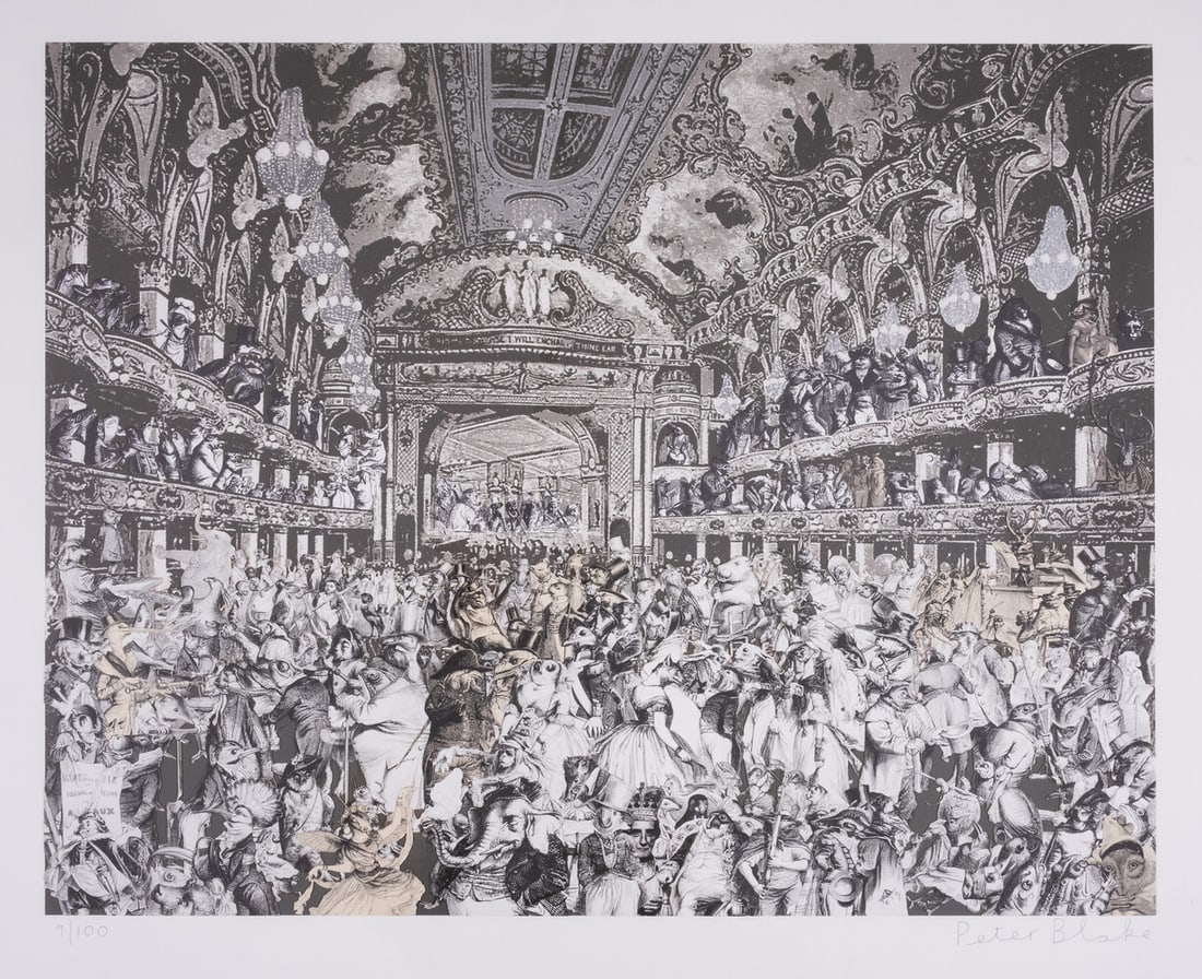 Peter Blake (b.1932) Marcel Duchamp World Tour: Ballroom Set: Peter Blake (b.1932)Marcel Duchamp World Tour: Ballroom SetThe set of three screenprints with lithographic collage, 2015, each signed in pencil, each numbered from the edition of 100, printed by Coria