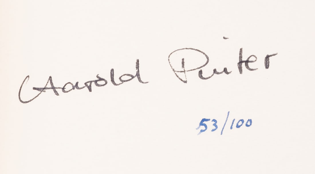 Pinter (Harold) Poems, one of 100 copies signed by the author, 1971: Pinter (Harold) Poems, one of 100 copies signed by the author, errata slip tipped in, original morocco-backed cloth, spine lettered in gilt, light rubbing to spin