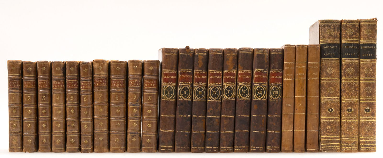 Pope (Alexander) The Works, 10 vol., for A. Millar; J and R Tonson; H. Lintot; and C. Bathurst, 1757: Pope (Alexander) The Works, 10 vol., titles in red and black, 24 engraved plates, contemporary calf, a little rubbed, slight bumping to extremities, for A. Millar