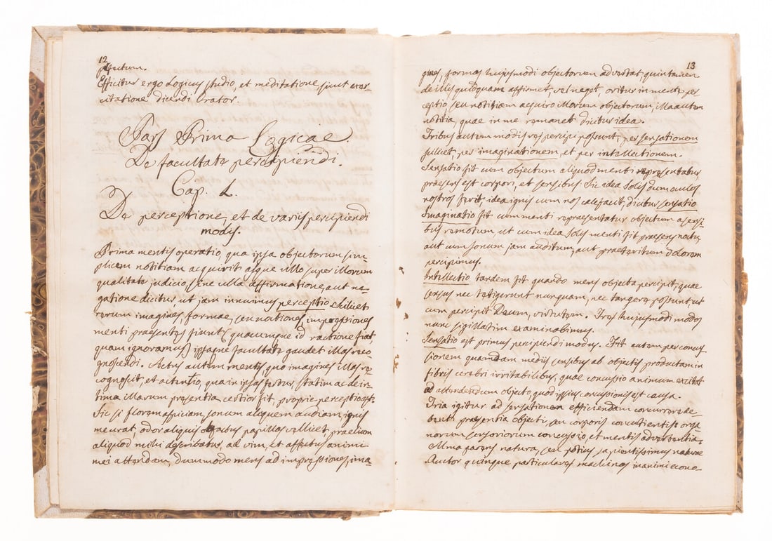 Philosophy.- Institutiones Philosophiae, manuscript in Latin, contemporary half vellum, [late 18th: Philosophy.- Institutiones Philosophiae, manuscript in Latin, 309pp., slightly browned, a few marks, contemporary half vellum, title lettered direct on spine, spine slightly marke