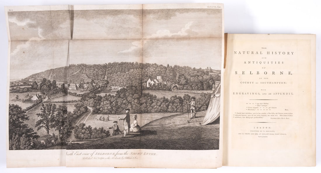 White (Rev. Gilbert) The Natural History and Antiquities of Selborne, first edition, T. Bensley, for: White (Rev. Gilbert) The Natural History and Antiquities of Selborne, first edition, folding engraved frontispiece and 6 plates, of which one folding, 2