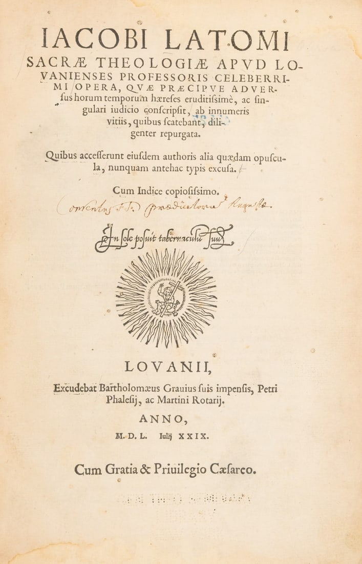 Latomus (Jacobus) Opera, Leuven, Bartholomaeus Gravius, 1579; and others 16th & 17th century, Swiss (1 of 1)